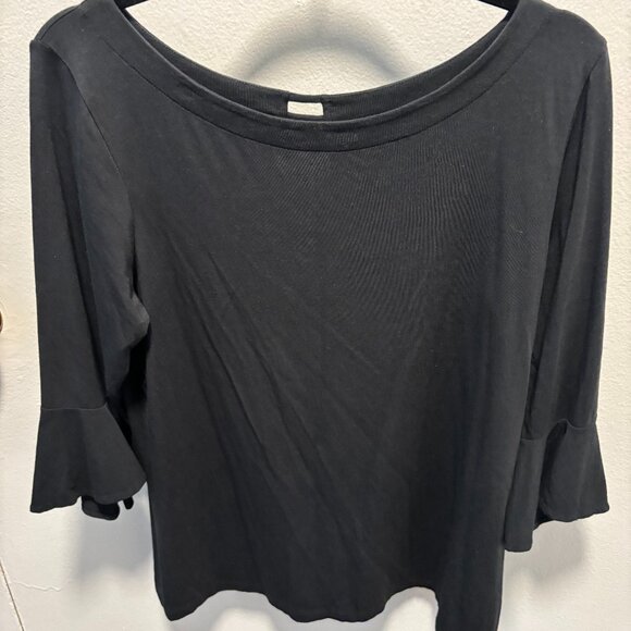 Lily Pulitzer Top with bell sleeves size L Blacl - Picture 1 of 5